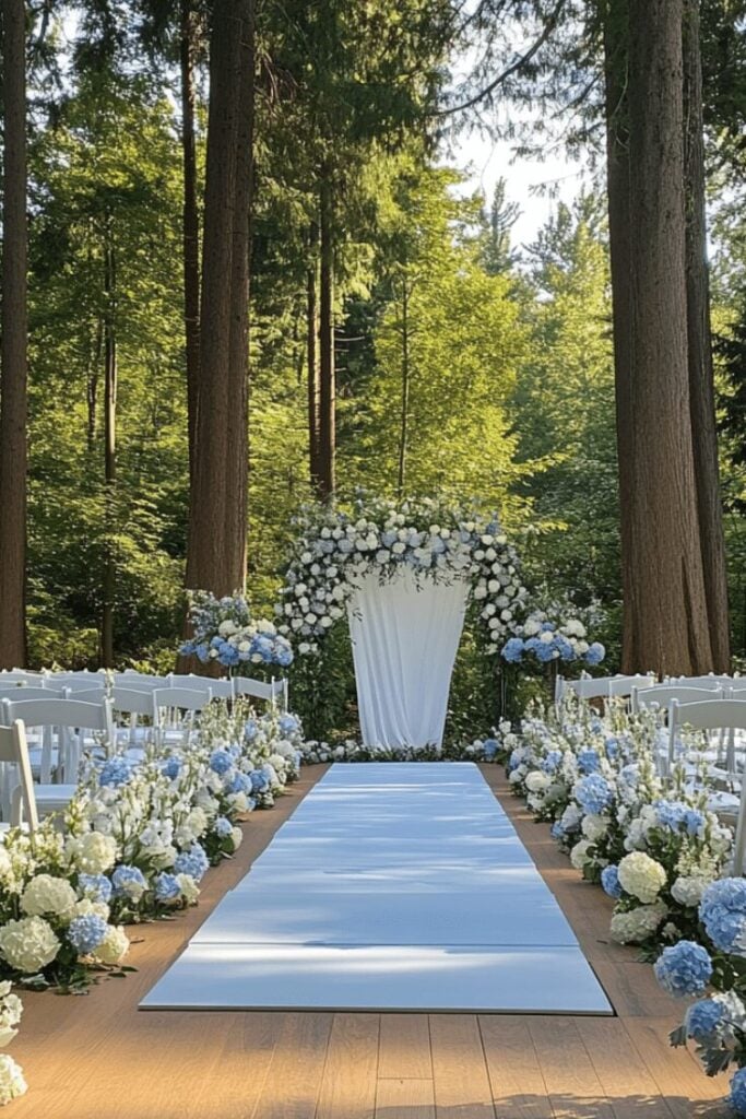 Inspiration: flower-lined wedding ceremony aisle