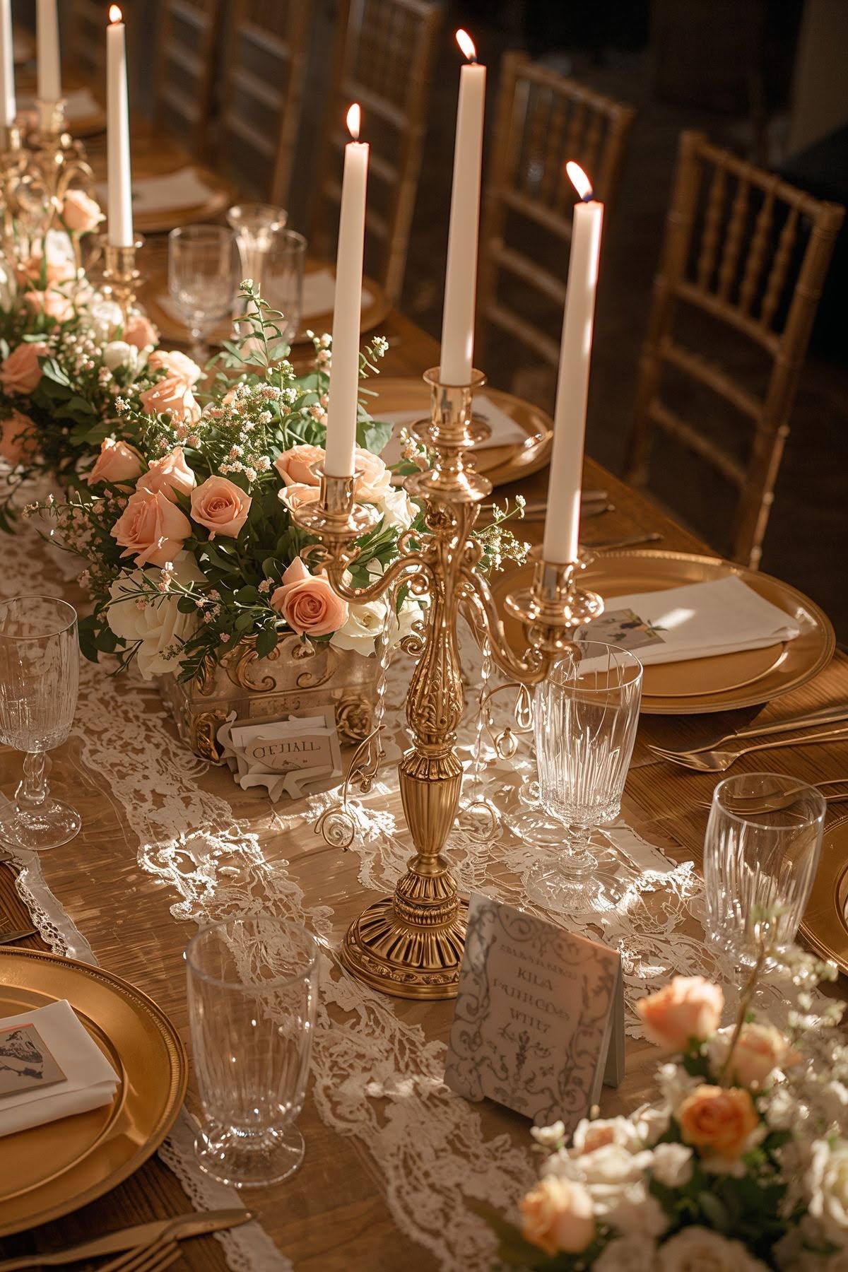 Inspiration: elegant wedding reception table with fine place settings